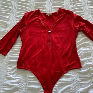 Express Red Bodysuit with Zipper